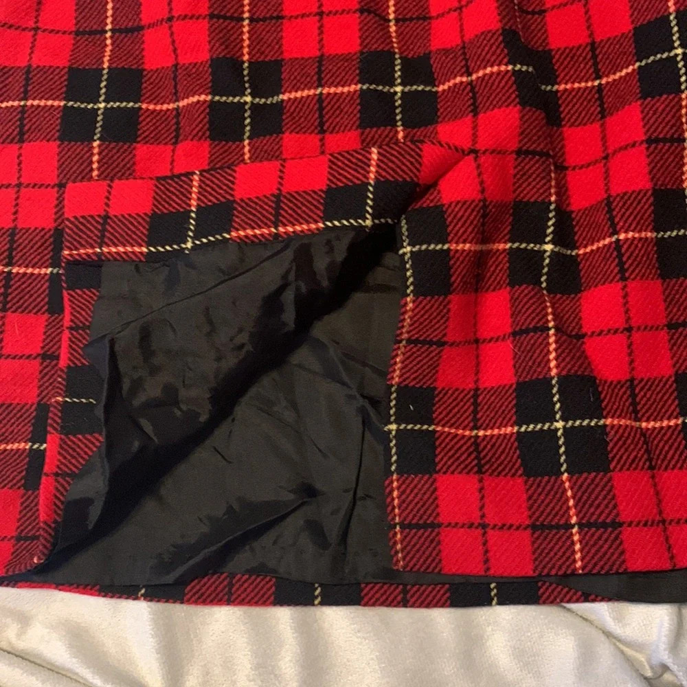 Pendleton size 16 p wool red black yellow scotch plaid tartan midi skirt vintage - Picture 8 of 10